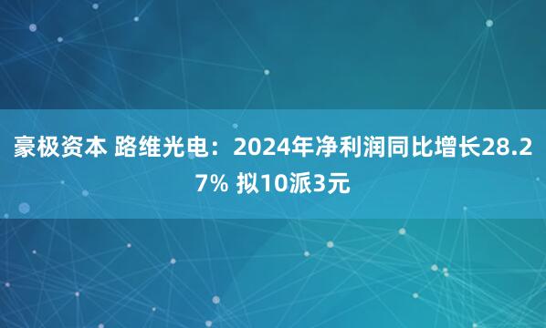 豪极资本 路维光电：2024年净利润同比增长28.27% 拟10派3元