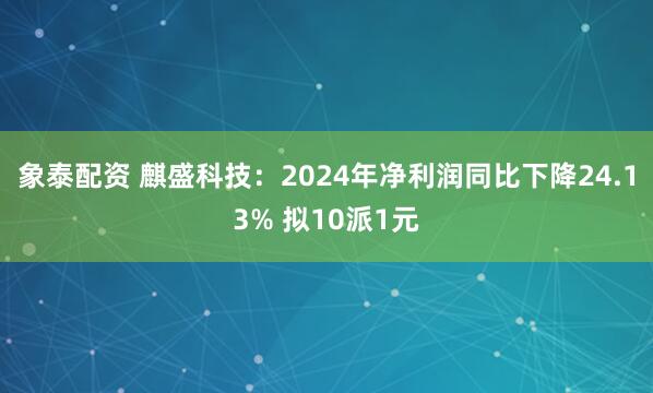 象泰配资 麒盛科技：2024年净利润同比下降24.13% 拟10派1元